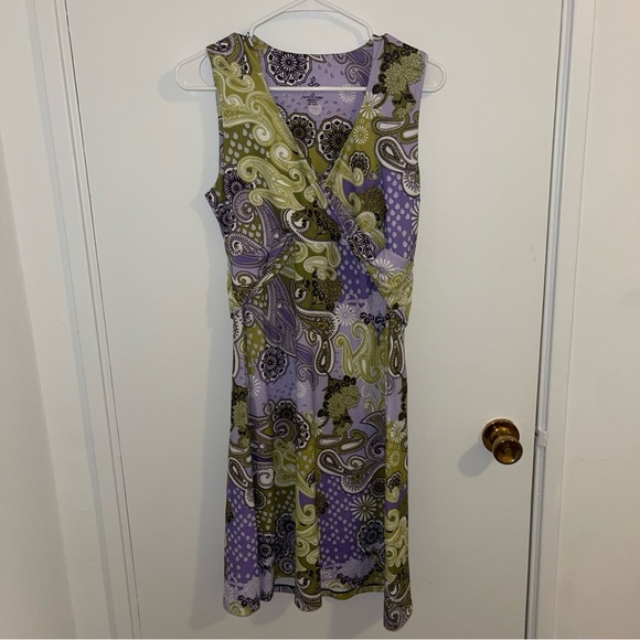Prana Lavender and Olive Paisley Midi Dress - Picture 1 of 3